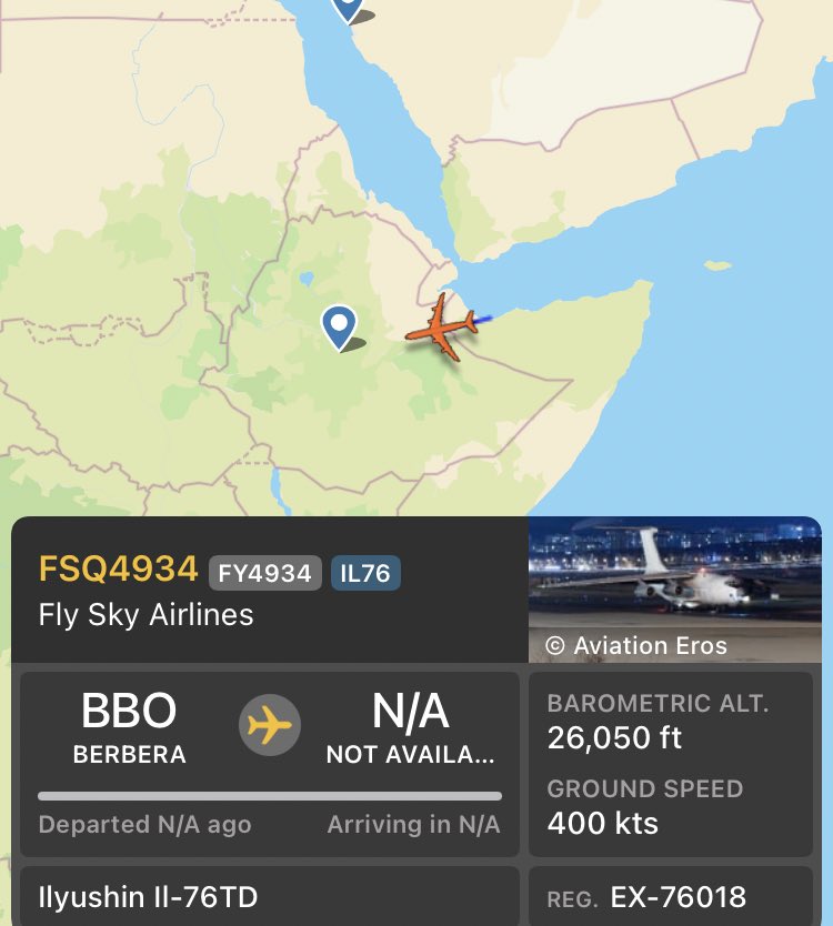 FCB6O's tweet image. 🟡 طائرتان من طراز Il-76TD:
-الطائرة EX-76012 التابعة لشركة Skyline Airlines،أقلعت من قاعدة الريف🇦🇪،هبطت في مطار بنينا🇱🇾.
-الطائرة EX-76018 التابعة لشركة Fly Sky Airlines،أقلعت من مطار بوصاصو ،هبطت في مطار الكفرة 🇱🇾.
كلا الشركتين تعملان تحت إشراف أبوظبي.
#الإمارات_تقتل_السودانيين
