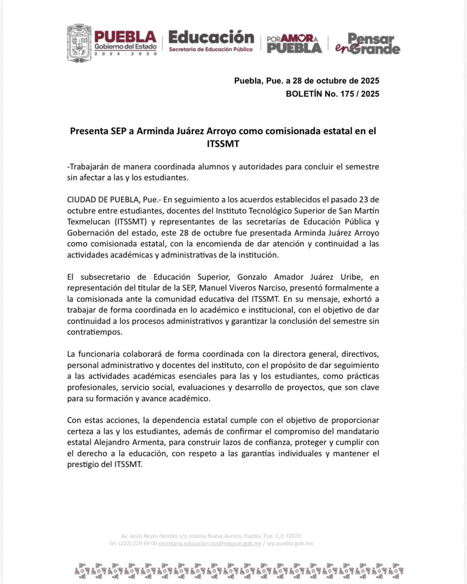 La dependencia da a conocer la siguiente información: