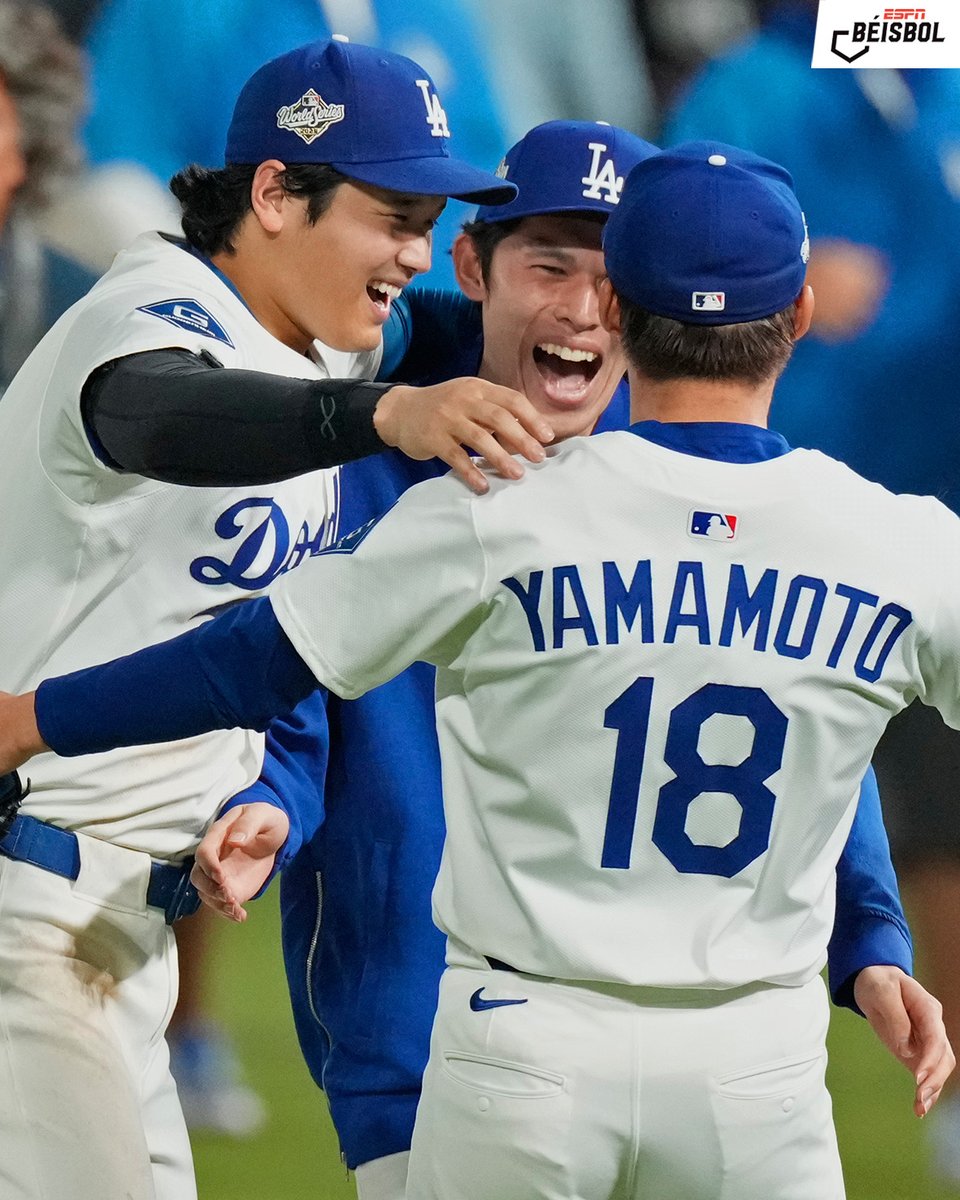 Ohtani, Sasaki y Yamamoto estaban muy contentos con la victoria de los Dodgers 😁🇯🇵.