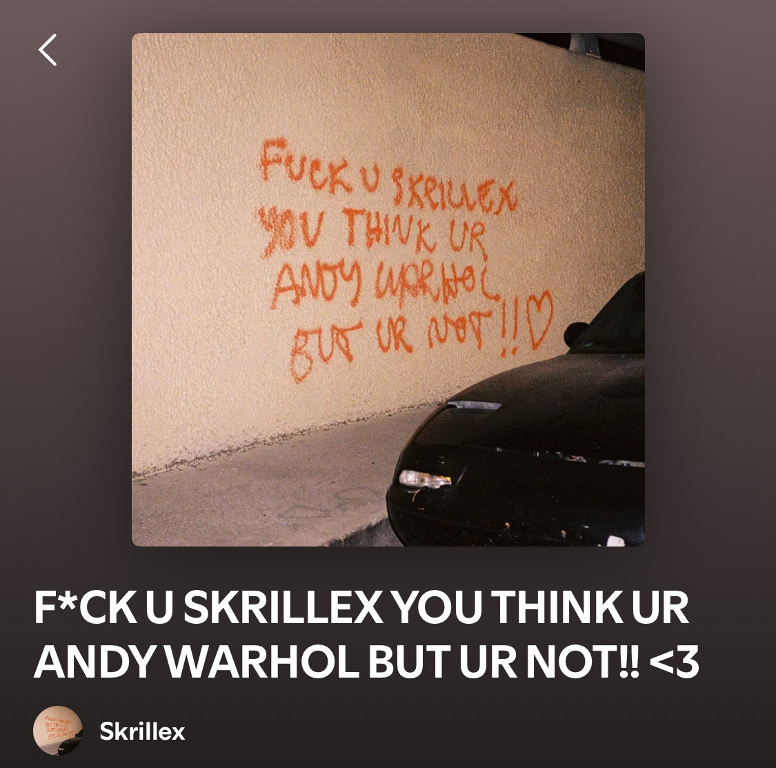 "Oh but i use AI art cus i cant afford a designer" skrillex album cover is a pic of a wall, just say u lack creativity and get good
