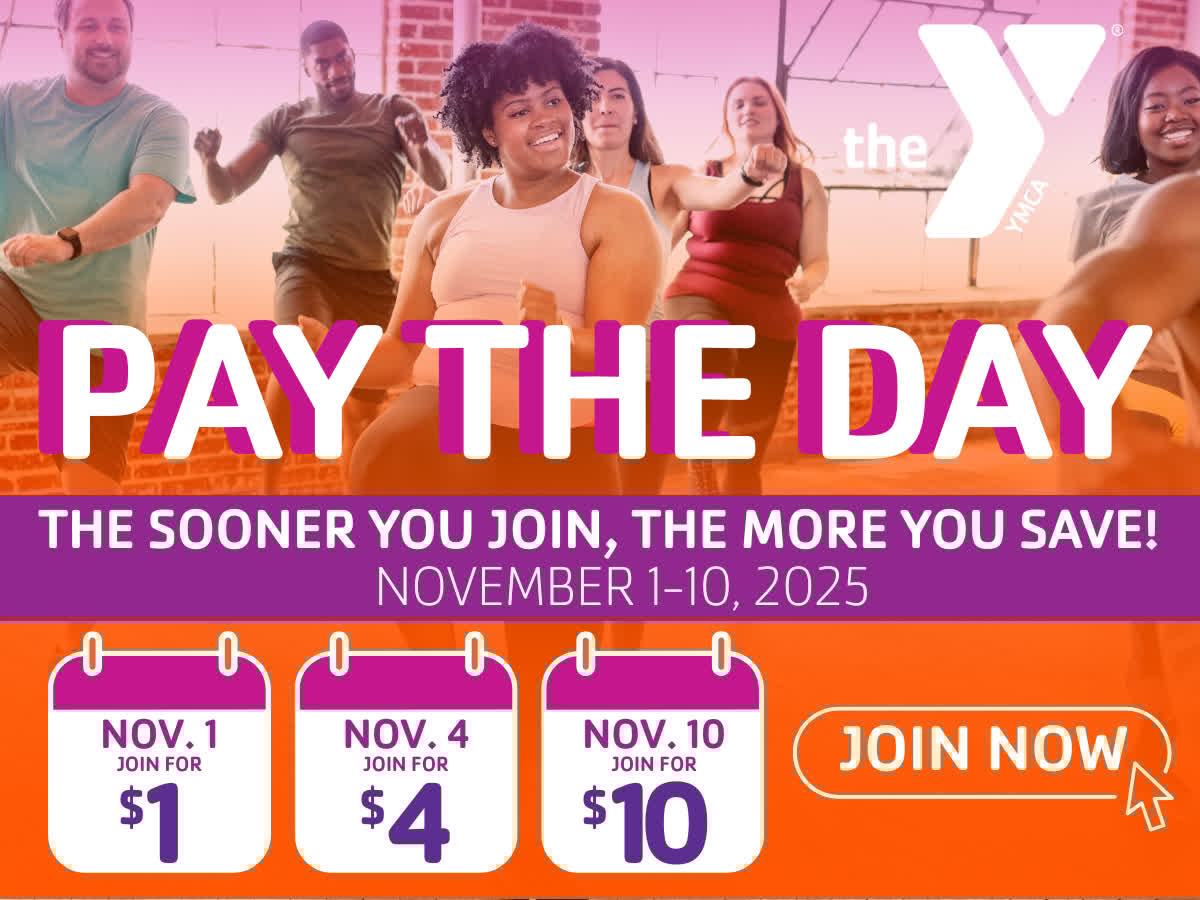 📆 Mark your calendars: the Y's Pay the Day offer returns November 1-10!

Here's a sneak peek 👀 of what's in store:
👉 Nov 1st: Join for just $1
👉 Nov 2nd: Join for $2
👉 Nov 3rd: $3 … and so on!

The sooner you join, the more you save: bit.ly/4ojYgRk
