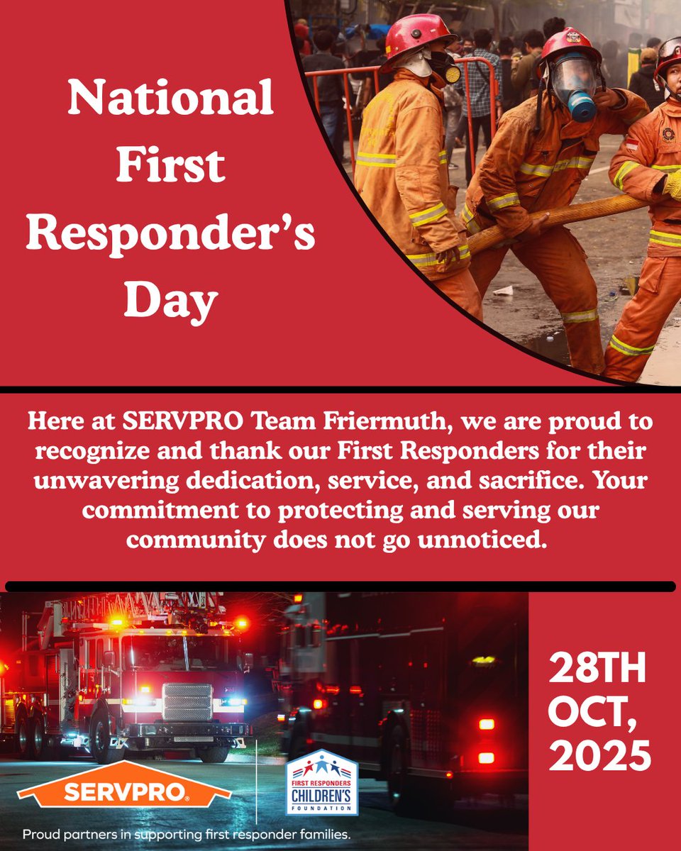 Here at SERVPRO Team Friermuth, we want to thank our First Responders for their dedication, courage, and service to our community. 💚🧡 #ThankYouFirstResponders  #TeamFriermuth