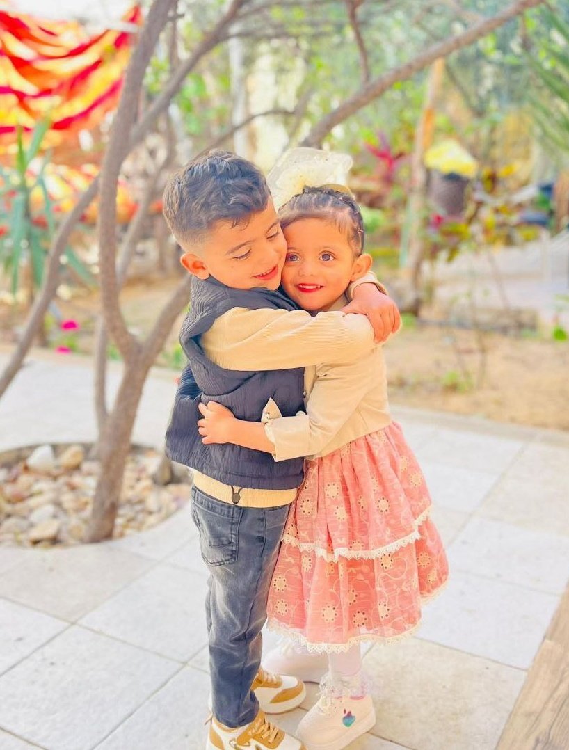 The beautiful twins, Sham and Yahya Amin Abu Dalal, birds in heaven, ascended a short while ago as a result of the continuous bombing of Gaza 💔😭