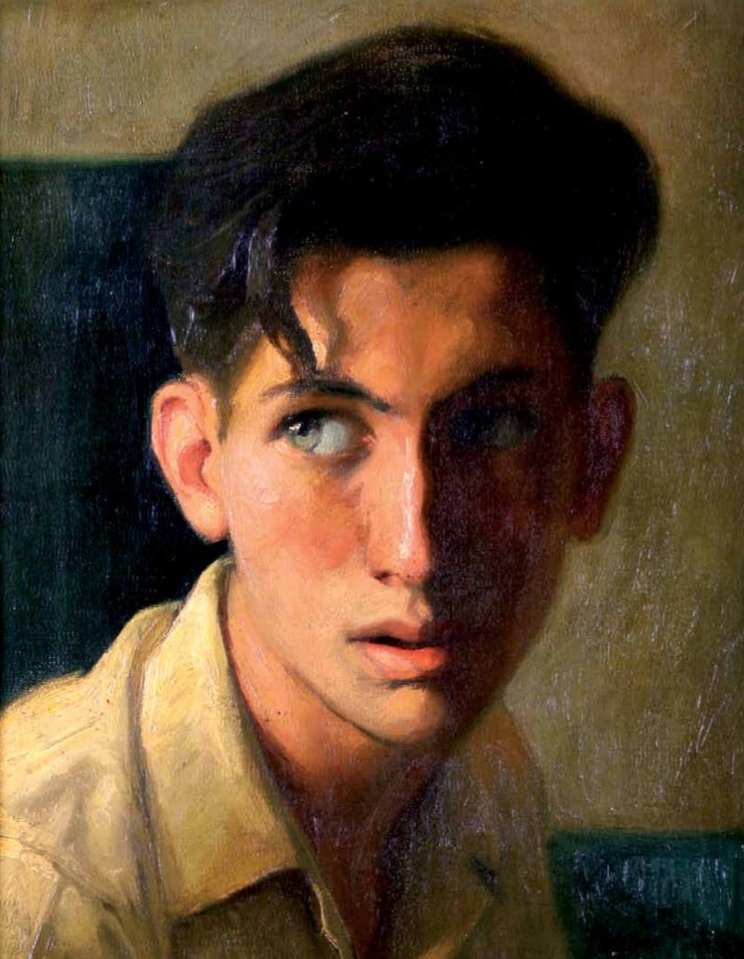 “[Bravo] encontró sus primeros modelos entre sus compañeros [de colegio]. [...] [S]u amigo Héctor Noguera [...] es reconocible en varias de sus obras iniciales”.
“‘Para mí era muy interesante posar’”, recuerda hoy Noguera”.

«Retrato de Héctor Noguera», 1955.
Claudio Bravo.