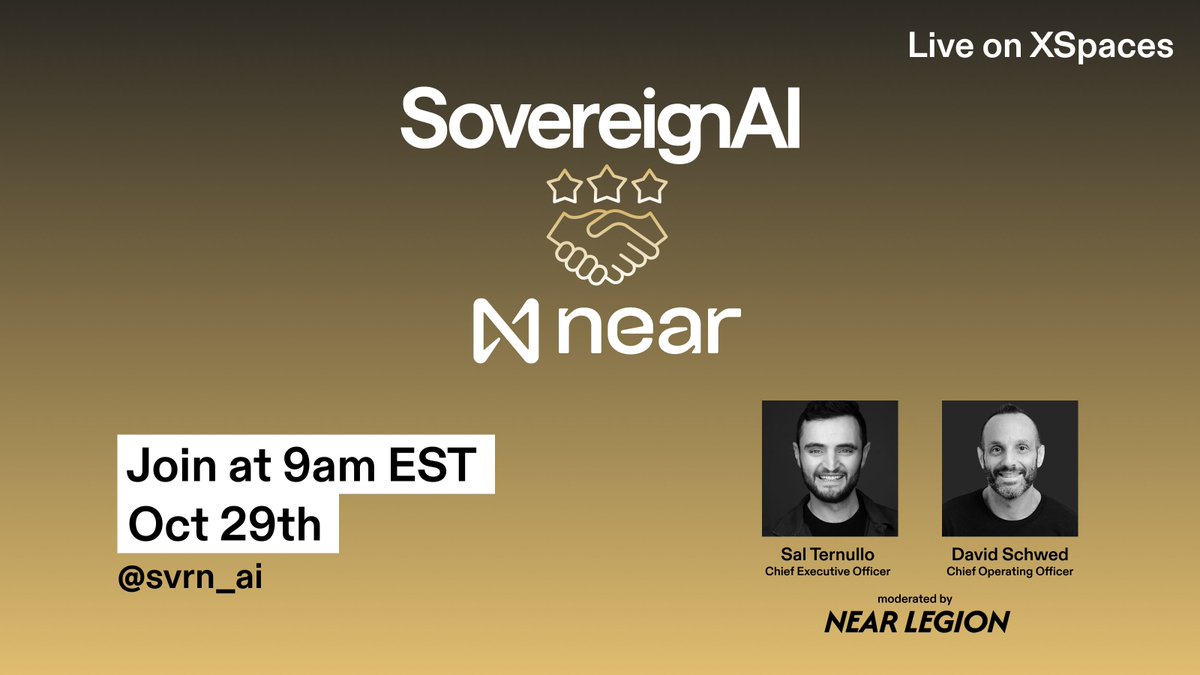 We are excited to share more with the NEAR ecosystem on how we will support laying the foundation for private, user-owned AI and autonomous agent commerce.

Join us at 9am EST Oct 29th to hear our vision and ask us all your questions
