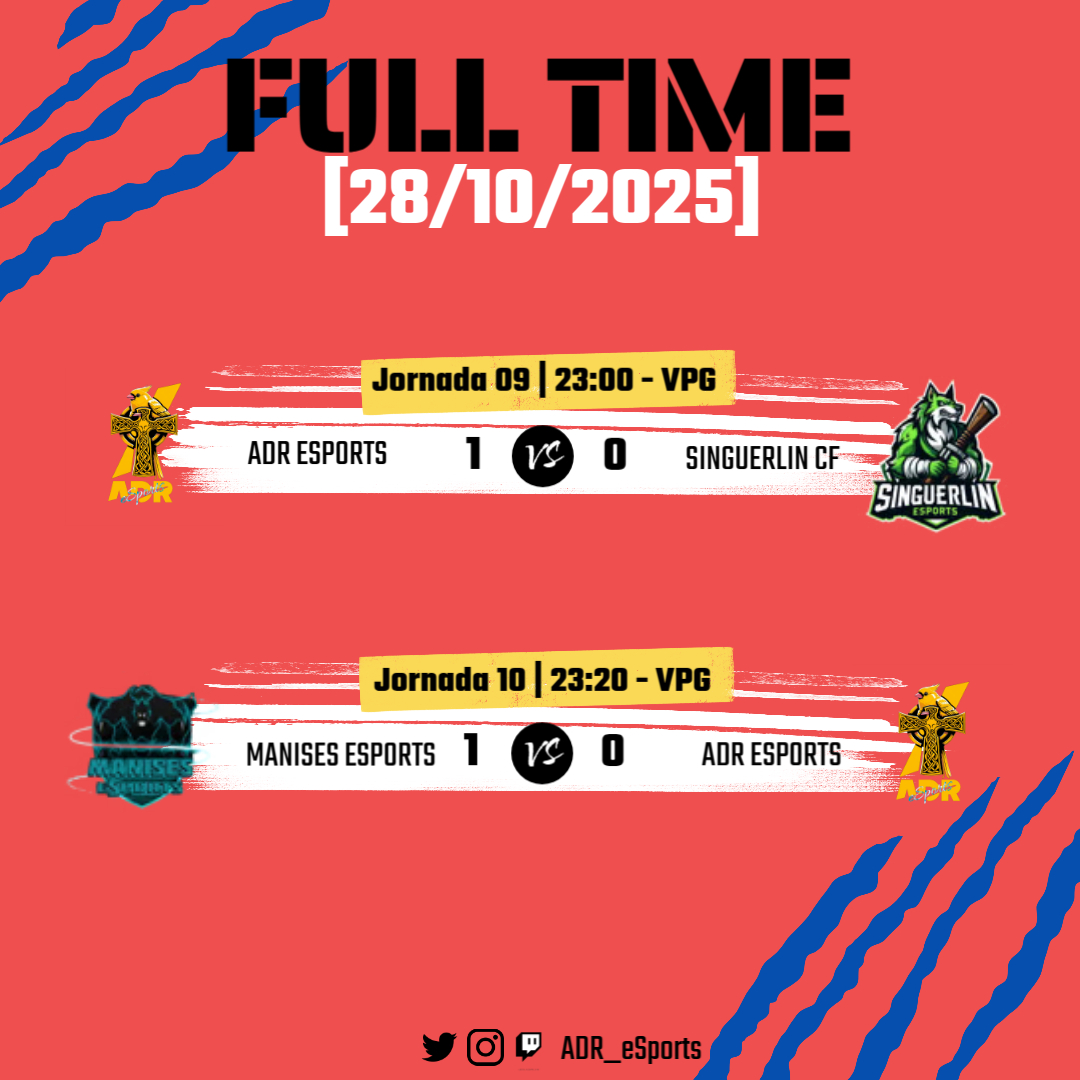 ADR__eSports's tweet image. ⚜️💛💙 ~ | COMPETICION | ~ ⚜️💛💙

🏆 3º  VPG
⏳ 23:00 🆚 @SinguerlinCP
🗓️ 9º JORNADA

🏆 3º VPG
⏳ 23:20 🆚 @MANISESeSports
🗓️ 10º JORNADA