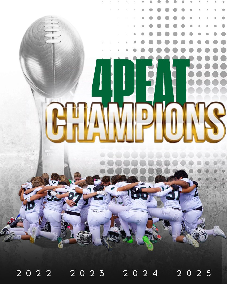 After our 34-12 big win over the Jr. Storm, that makes 4 titles in a row! These boys are gonna do some damage when they get to high school! #TWH #bleedgreen #culture #family #Dudes