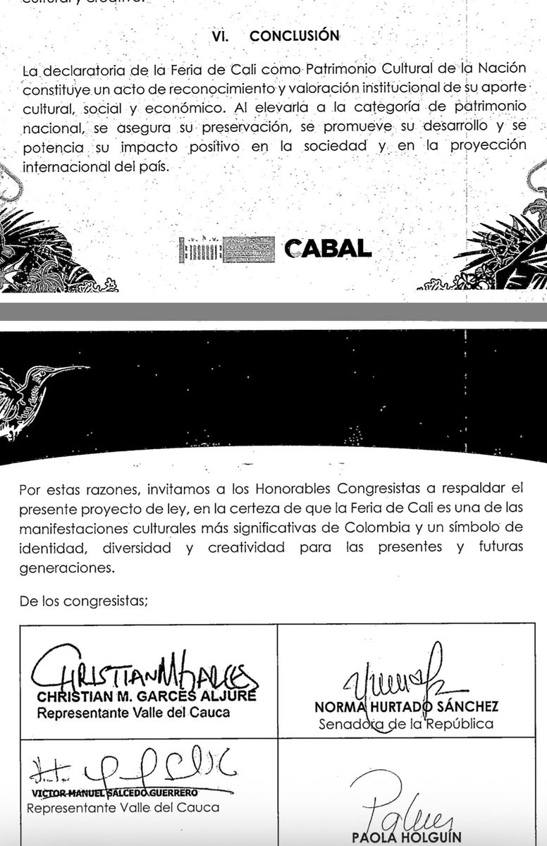 🚨 ATENCIÓN | Quiero generar una alerta frente a la aprobación en PRIMER DEBATE del proyecto en el Congreso que declara la Feria de Cali y la salsa caleña como patrimonio cultural de la nación.

En la exposición de motivos del proyecto, de autoría de la señora <a href="/MariaFdaCabal/">María Fernanda Cabal</a>, se
