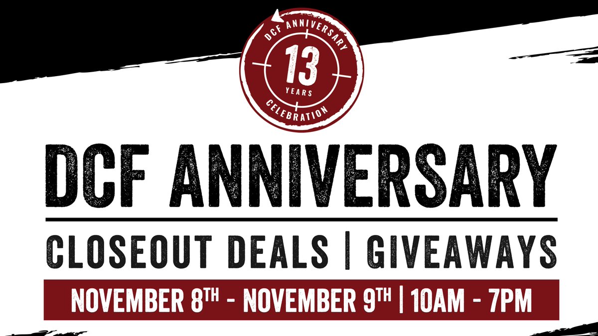 DCF's Anniversary is right around the corner!

Join us for an unforgettable anniversary weekend packed with doorbuster deals, exclusive giveaways, and incredible prizes. Meet your favorite manufacturer reps, snag amazing discounts, and enjoy the excitement all weekend long!