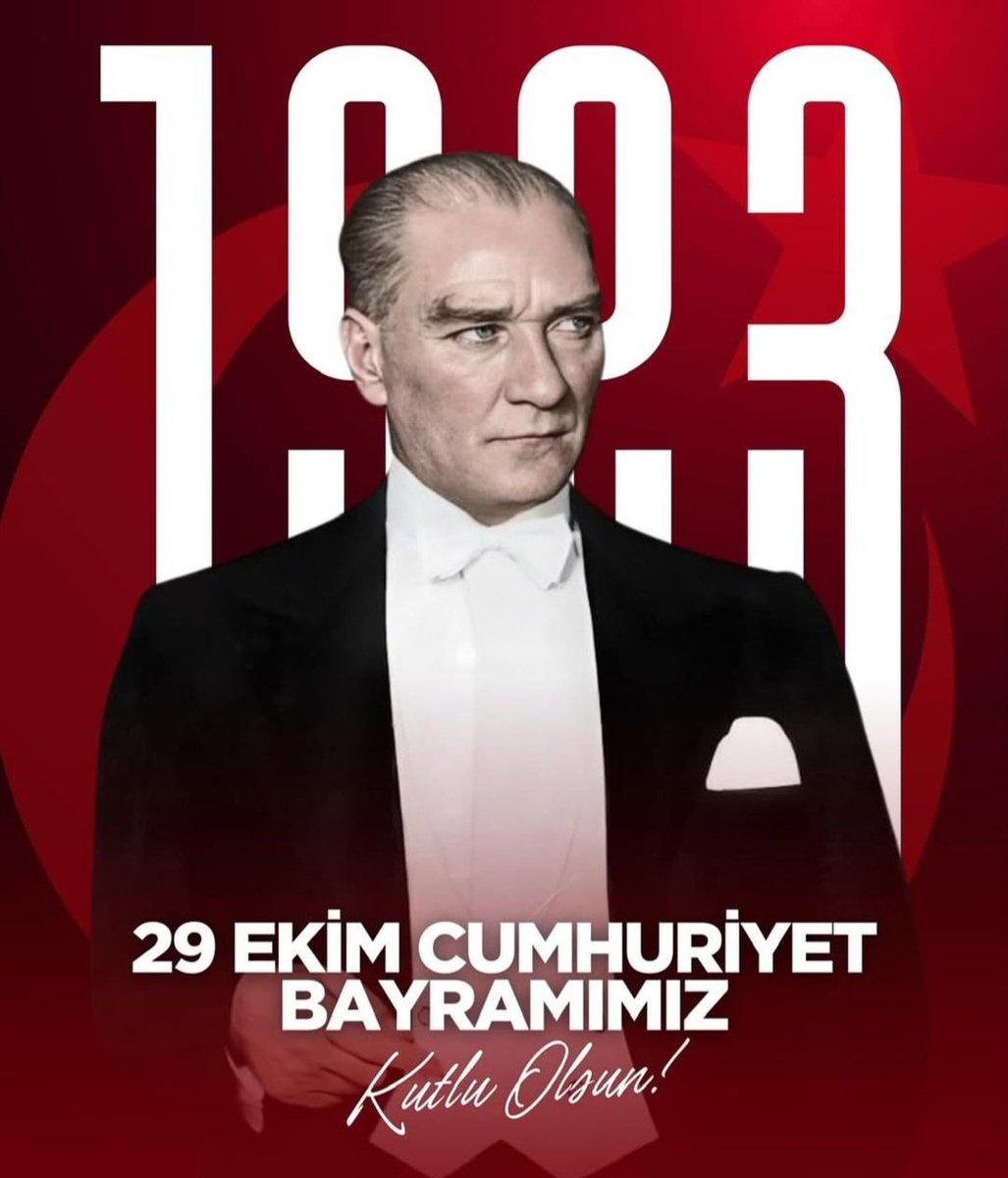 “Ey yükselen yeni nesil! İstikbal sizsiniz. Cumhuriyeti biz kurduk,onu yükseltecek ve yaşatacak sizsiniz.” Mustafa Kemal Atatürk

CUMHURİYET'imizin 102. Yılı kutlu olsun. 🇹🇷🇹🇷🇹🇷
#YaşasınCumhuriyet  #ATATÜRK
🇹🇷🇹🇷🇹🇷 #RepublicOfTürkiye102ndAnniversary 🇹🇷🇹🇷🇹🇷