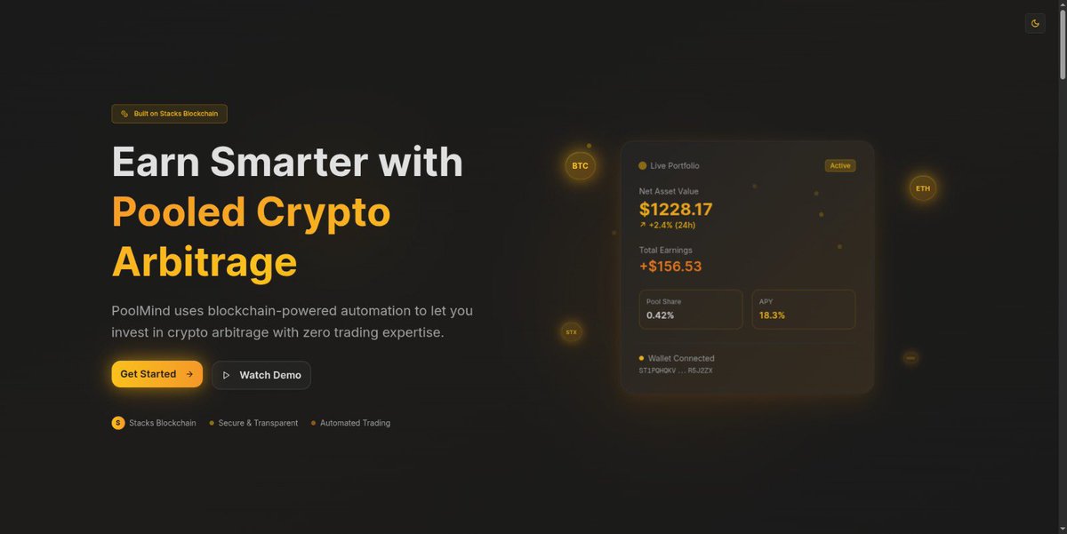 I’ve been working on something called PoolMind, a pooled crypto arbitrage platform built on the Stacks blockchain.

It’s my way of making DeFi tools simpler and more accessible.