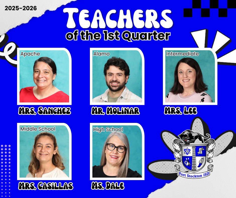 💙Congratulations to our First Quarter Teachers of the Quarter! Thank you for inspiring students, supporting your teams, and leading with heart and excellence.💙