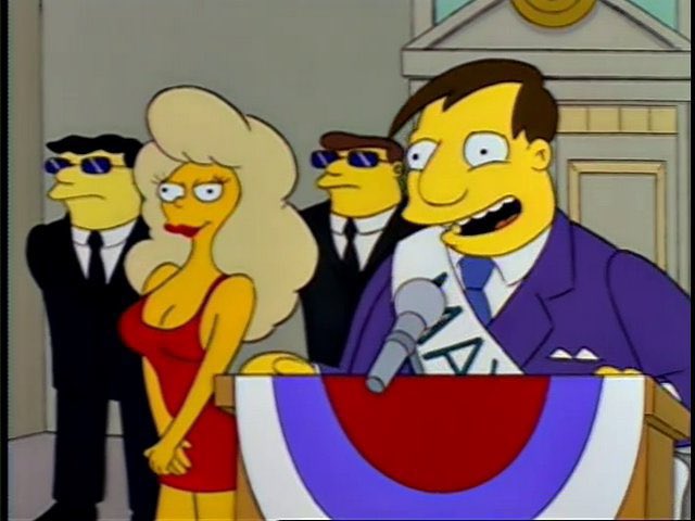 Good afternoon and welcome to the Do What You Feel Festival.

By the way, this young lady is not my wife, but I am sleeping with her.

I'm telling you this because I'm comfortable with my womanizing.

#Simpsons