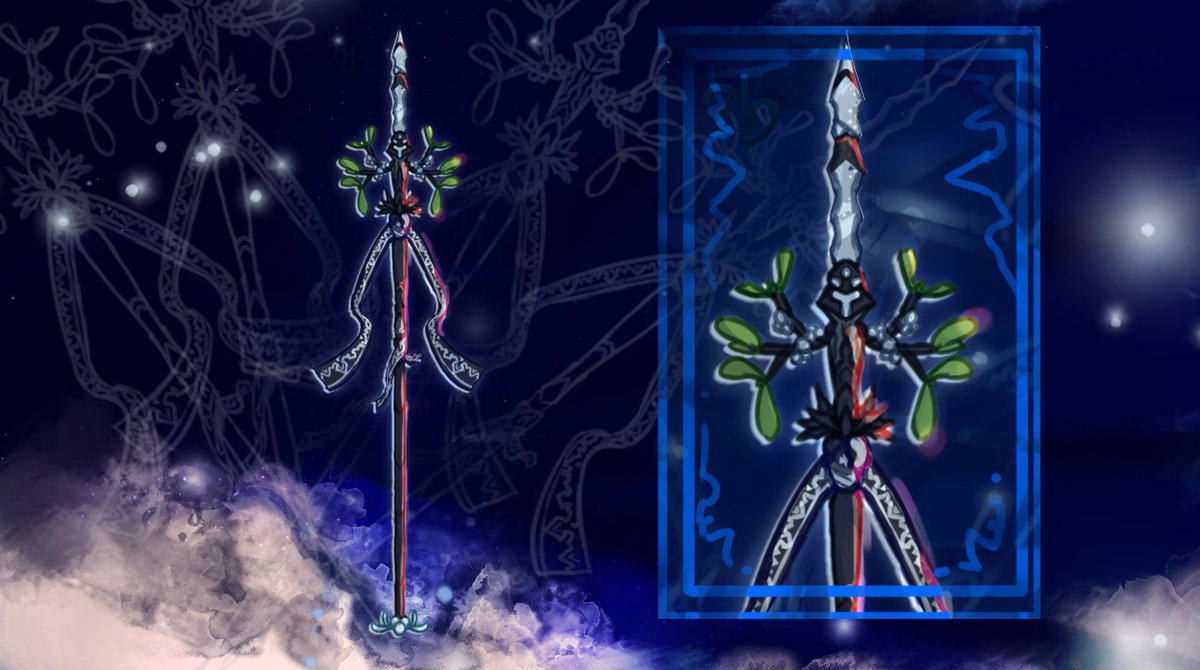 moolayen's tweet image. The Undying Spear of Mistletoe 2b
I designed this spear based off of mistletoe and also 2b from Nier: Automata.

#artchallenge #weapondesign #NieRAutomata #chromacorps2025