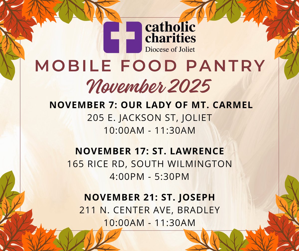 We’re here to help you put good food on the table in November!

Check out our Mobile Food Pantry calendar to see when we’ll be in your area.

Everyone is welcome! Please share to help spread the word!