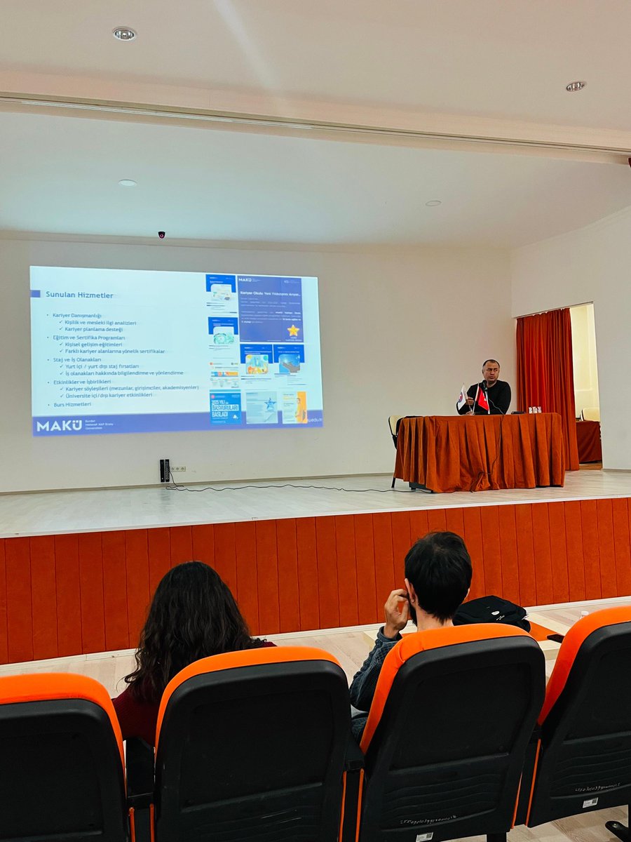 Kariyer Geliştirme Uygulama ve Araştırma Merkezi Müdürlüğü tarafından “MAKÜ ile Kariyer Yolculuğuna Güçlü Bir Adım” ve "Kariyer ve Eğitimde İlerleme Yolları" isimli
Konferansta öğrencilerimizi bilgilendiren Ögr. Gör. Alp YANIK ve Öğr. Gör. Fatih GÜNDOĞDU'ya teşekkür ederiz.