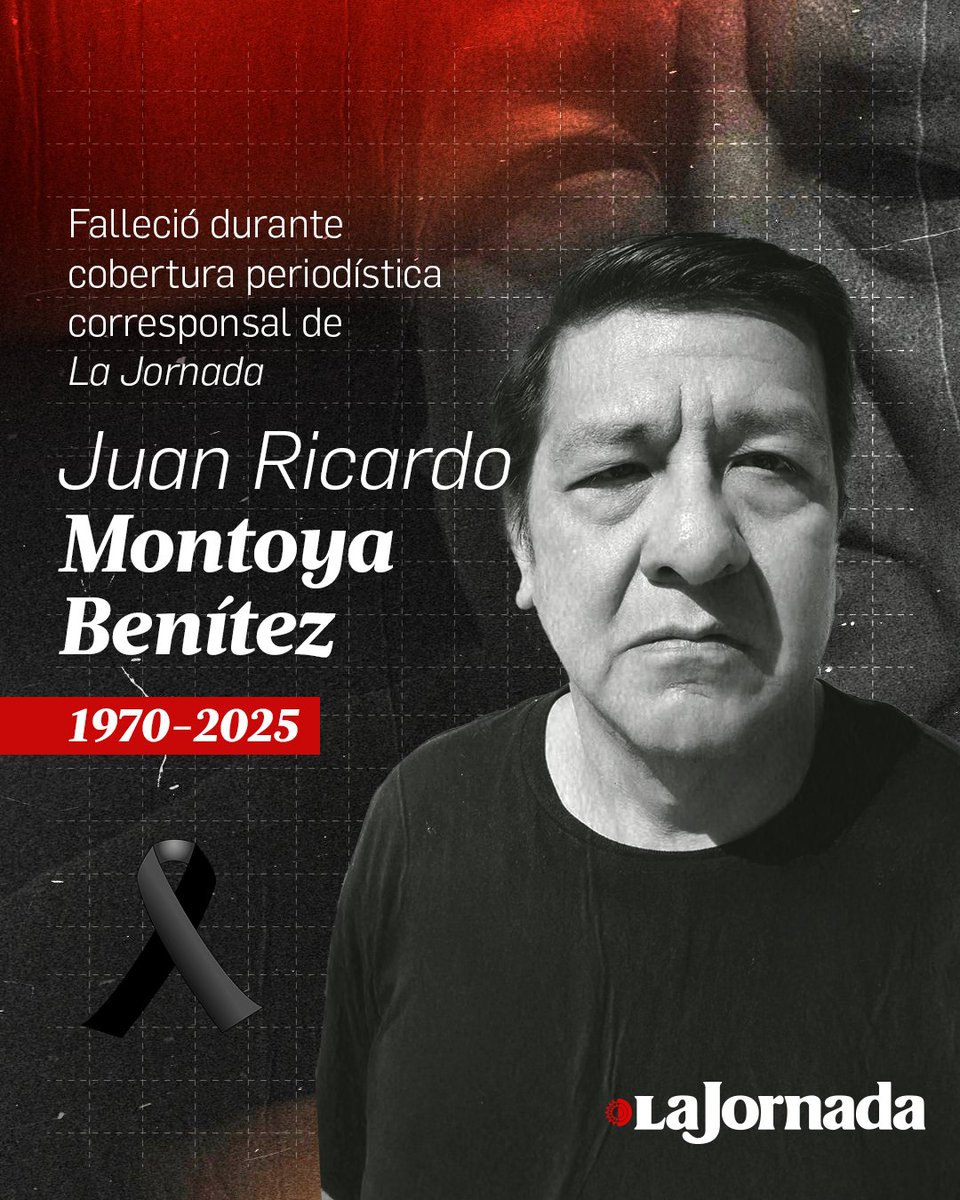 lajornadaonline's tweet photo. El periodista Juan Ricardo Montoya Benítez, corresponsal de La Jornada en Hidalgo, falleció este martes en el ejercicio de su labor. El comunicador pereció al documentar los estragos dejados por las tormentas de octubre en la comunidad de Chapula, Tianguistengo.

Se distinguió por realizar investigaciones periodísticas de trascendencia social y un fuerte énfasis crítico. Cubrió asuntos mayores como la explosión del ducto de Pemex en Tlahuelilpan en 2019 y se apegó siempre a la veracidad de los hechos y la defensa de sus fuentes.

https://t.co/cuXW4ZGzFf