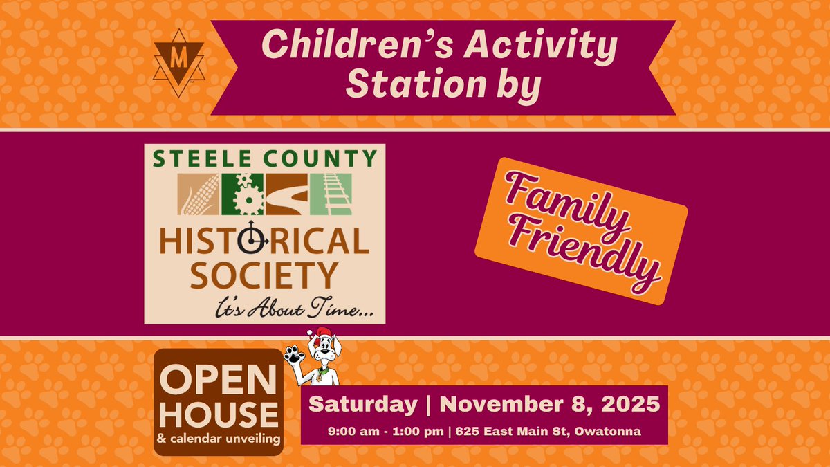 TriMGraphics's tweet image. Steele County Historical Society will have volunteers on hand to help staff one of our FREE children's craft activity stations. Trimgraphics.com
This FUN | FREE | FAMILY FRIENDLY EVENT is open to all! -  Saturday, November 8th from 9 am to 1 pm. trimgraphics.com