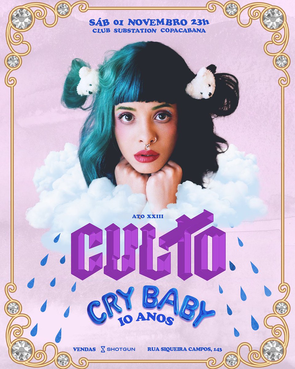 Cadê os fãs de Melanie Martinez do RJ?!

✞Festa CULTO Especial Melanie Martinez feat. Ashnikko 》neste sábado dia 01 de novembro no Club Substation (Rua Siqueira Campos 143, Copacabana) às 23h.

+ muito pop, altpop, hyperpop e fritações 

Ingressos: shotgun.live/events/culto-m…