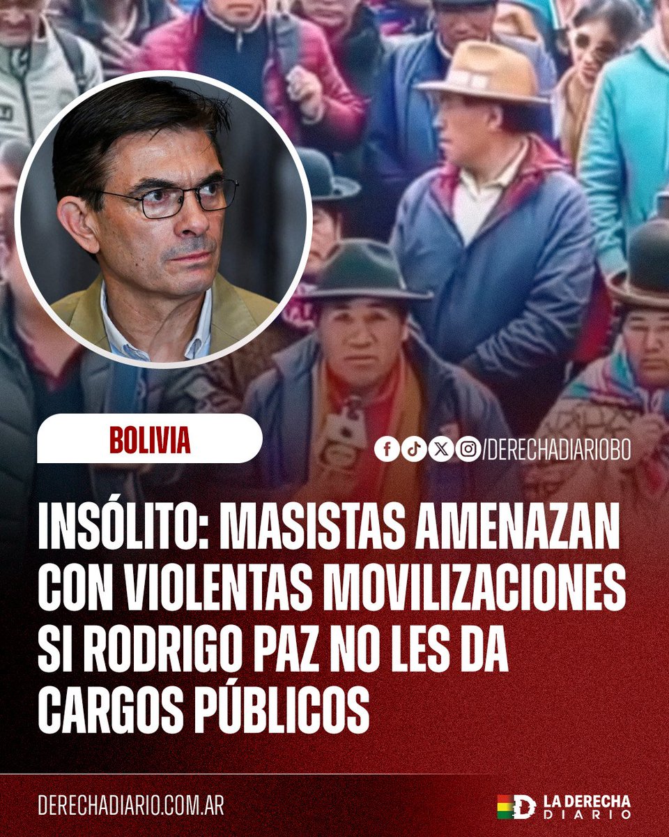 🚨🇧🇴 | MASISTAS SUPLICAN PREBENDAS: La dirigente del MAS, Felipa Montenegro, estalló de ira por la postura antisocialista asumida por el presidente electo Rodrigo Paz y exigió cuotas en el nuevo Gobierno. Si no nos acomodan en cargos públicos, entonces "nos verá en las calles”,