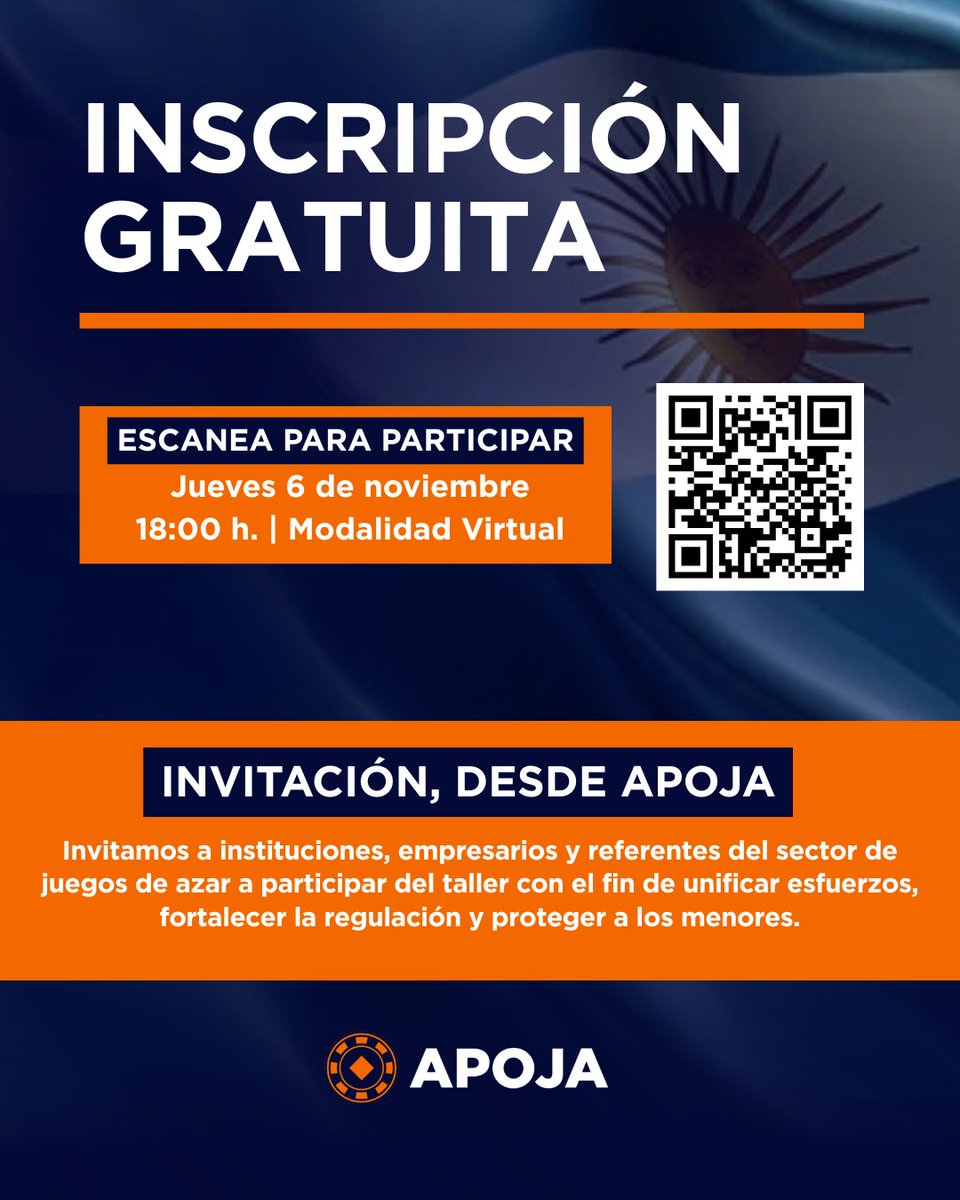 apoja_py's tweet image. 🚨 Invita APOJA 🇵🇾 | Conversatorio GRATUITO 🇦🇷
Tema: Adolescencias y #ApuestasOnline ilegales. Obtén herramientas de prevención y protección.

Org. virtual por Fundación Convivir/ALEA (Argentina).

🗓️ Jueves 6 Nov | 18:00 h. Regístrate: forms.gle/3YiWssRc2eNGcx…