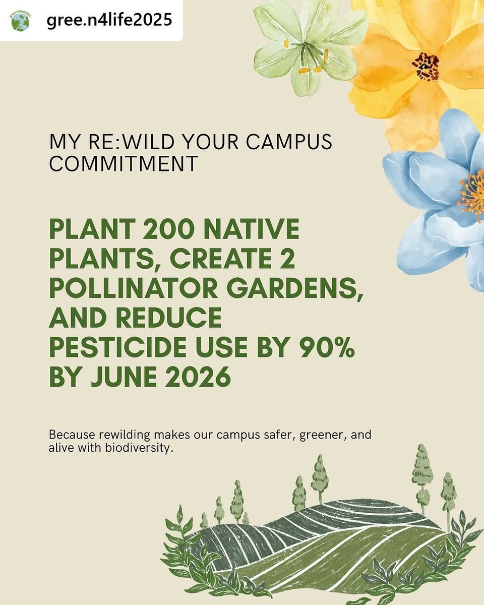 Our #PGC2025 participants are making commitments for change, and this team is planting seeds inspired by Re:wild Your Campus: "My goal: Plant 200 native plants, create two pollinator gardens, and reduce pesticide use on campus by 90% by June 2026."