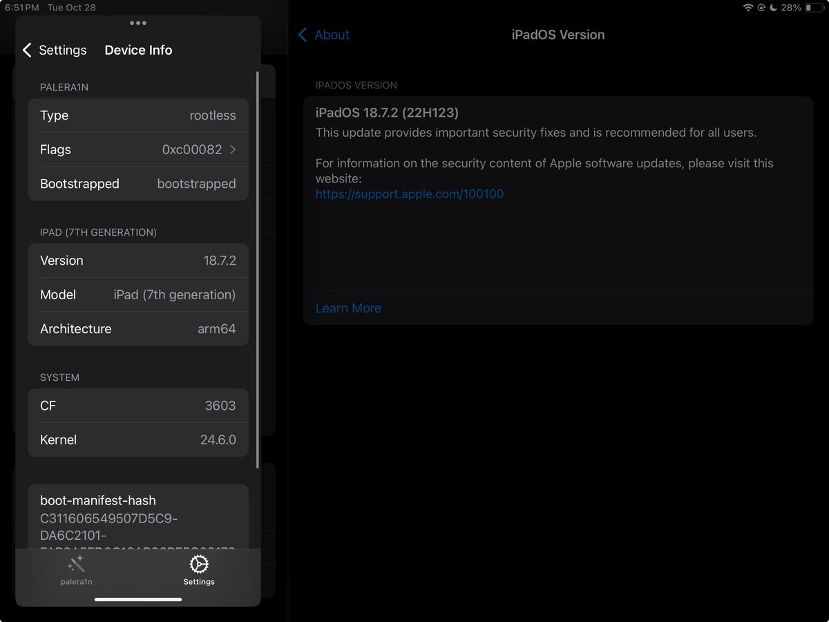 palera1n works on iPadOS 18.7.2 (RC)