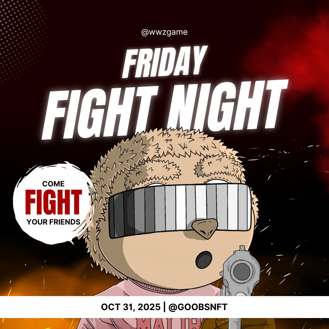 We are pleased to announce g00bs Fight Night will be taking place this Friday!

Participants will have the opportunity to enter their NFTs into competitive battles and earn rewards!

🔗 Follow the link wwz.gg
➡️ Login at the top-right
⚔️ Join the game
💪 Train
