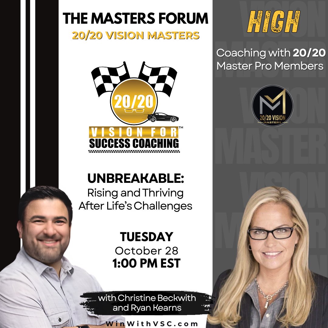 20_20_Vision_'s tweet image. ✨ Big news from 2020 Vision for Success Coaching! This winter &amp;amp; spring, I’ll be co-coaching with our elite master-level pros on powerful topics to elevate your career &amp;amp; mindset. 💥 Be our guest—non-members welcome! Register 👉 us06web.zoom.us/meeting/regist… #2020VisionForSuccess