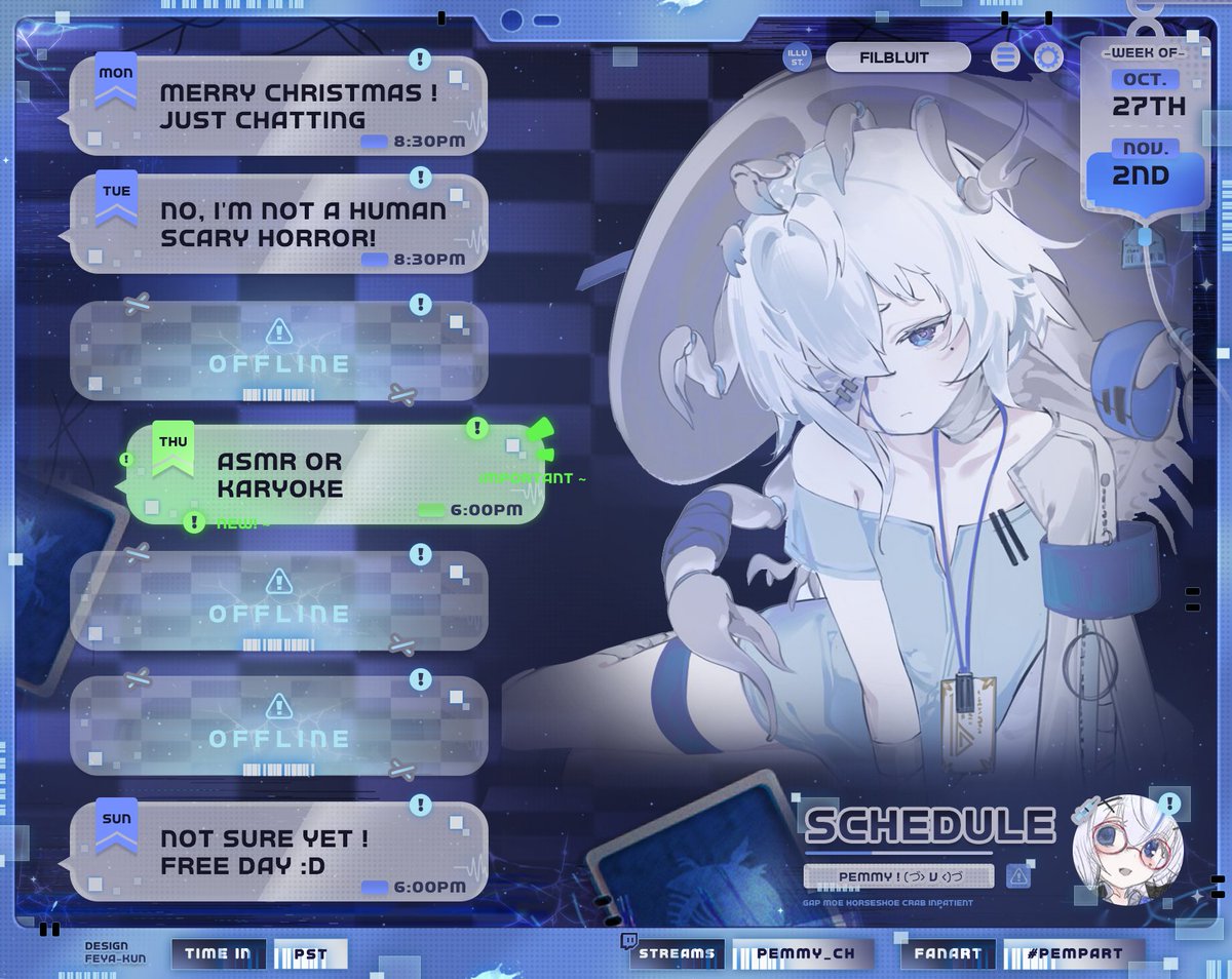 This weeks schedule dayo