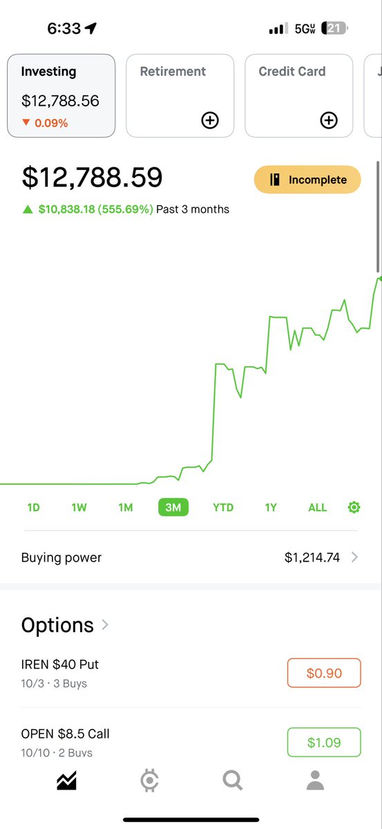 Waroncrpt's tweet photo. Just a couple screen shots to show yall what I’m about. We call all of these in the discord and from now on I will be giving you guys a bit of the sauce. #stocks #StocksToBuy #options #optiontrading #StockMarket https://t.co/YjB63lCjKZ