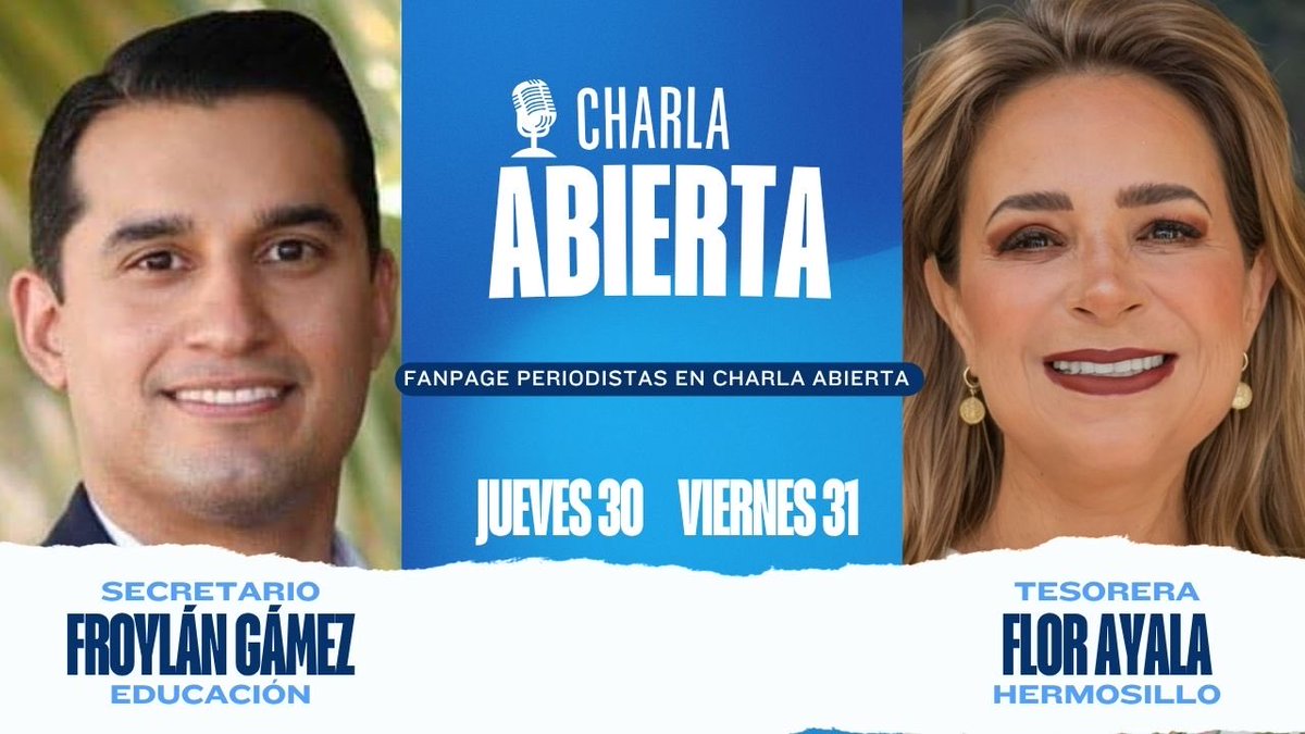 En la mesa de periodistas Charla Abierta vamos a cerrar bien con octubre. El 30 nos acompaña Froylan Gámez y el 31 Flor Ayala.
Con el secretario de educación vamos a charla de proyectos educativos, de temas de salud en escuelas y de nuevos planteles, xon la tesorera de Hermosillo