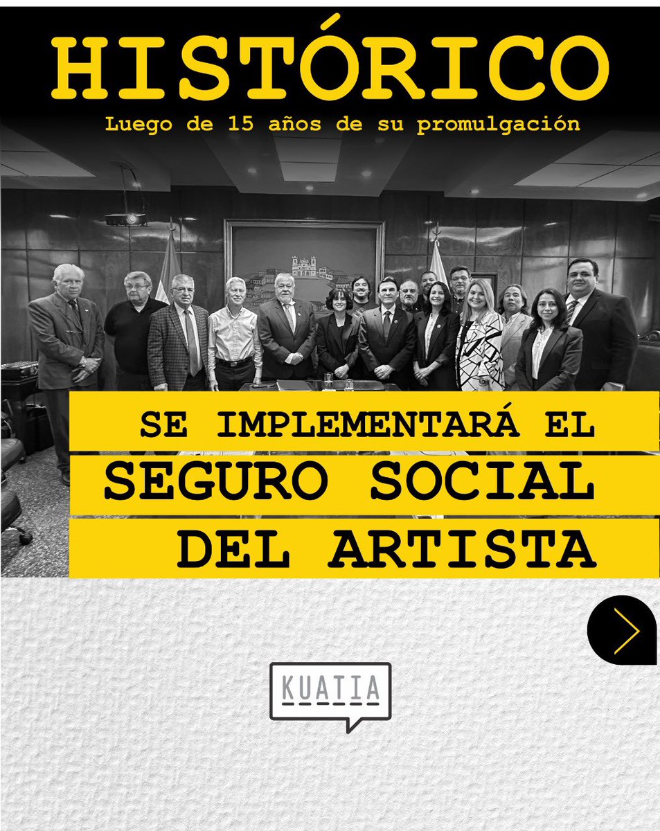 guionkuatia's tweet photo. En sesión del Consejo del Instituto de Previsión Social (IPS) fueron aprobados los procedimientos para la implementación de la Ley del Seguro Social del Artista, tras quince años de su promulgación.
#SeguroSocialDelArtista #Paraguay #SectorCultural #kuatia #guiones #guionistas https://t.co/acKGPhXtVU