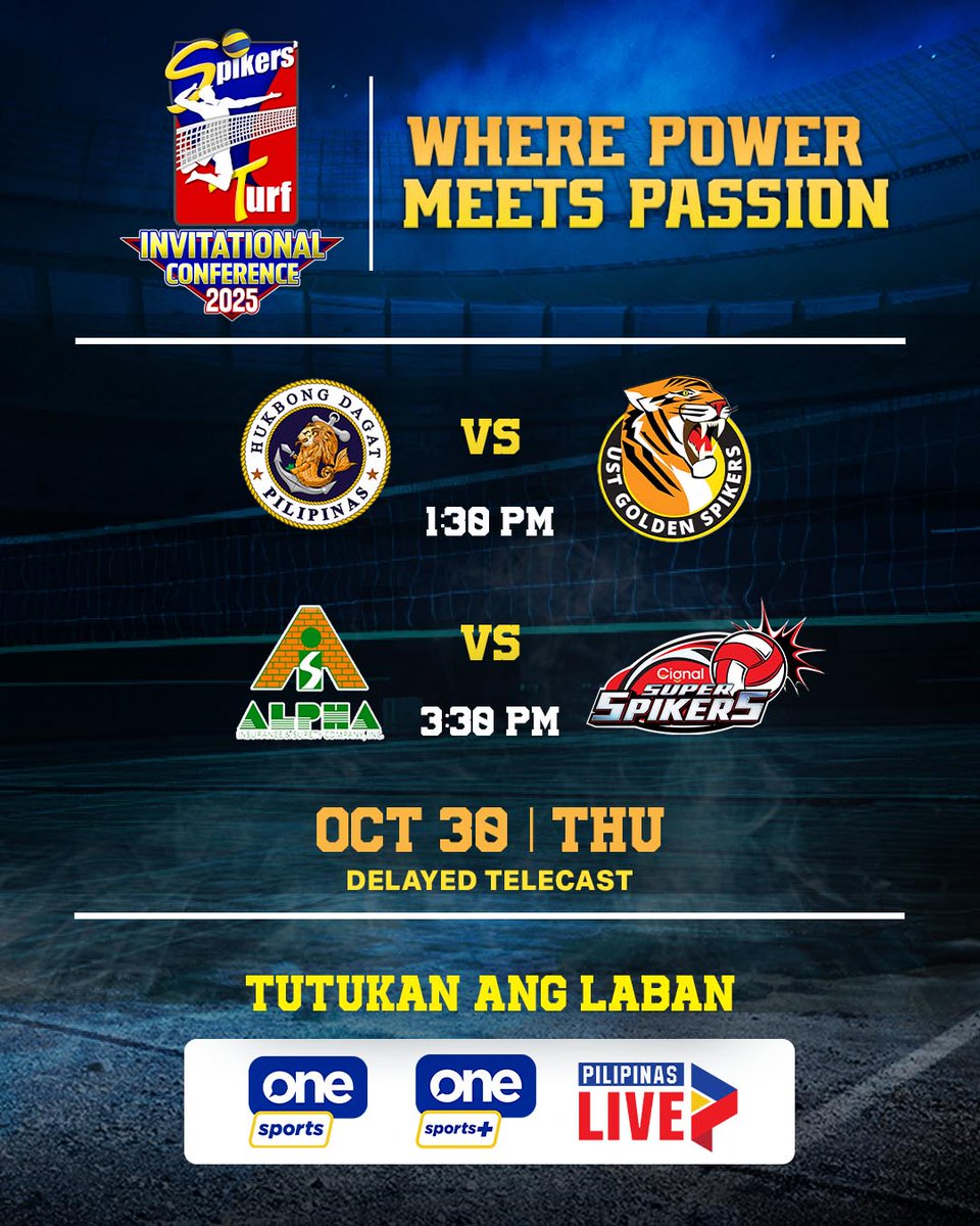 OneSportsPHL's tweet image. SPOOKS ALL OVER THE COURT 👻🎃
Don't miss the exciting volleyball clashes this Thursday at the 2025  Spikers' Turf Invitational Conference, starting at 1:30 p.m., on One Sports, One Sports+, and the Pilipinas Live app!
#SpikersTurf