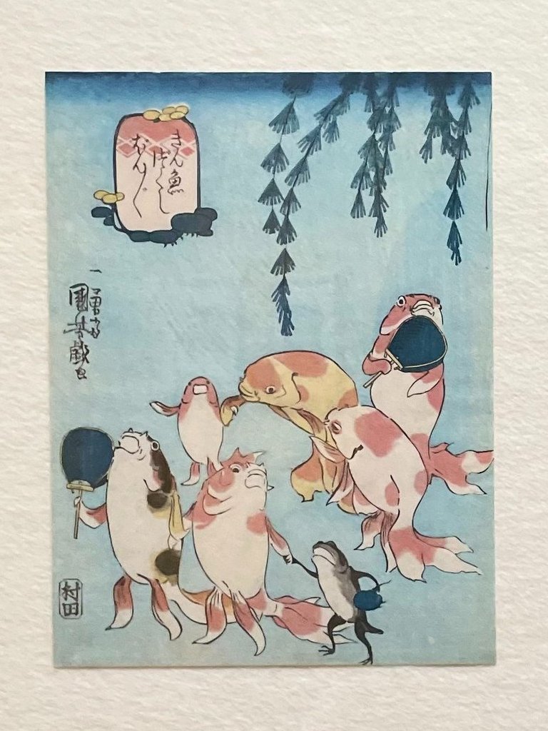 歌川国芳展－奇才絵師の魔力」にて展示中の浮世絵 仲良く手（ヒレ