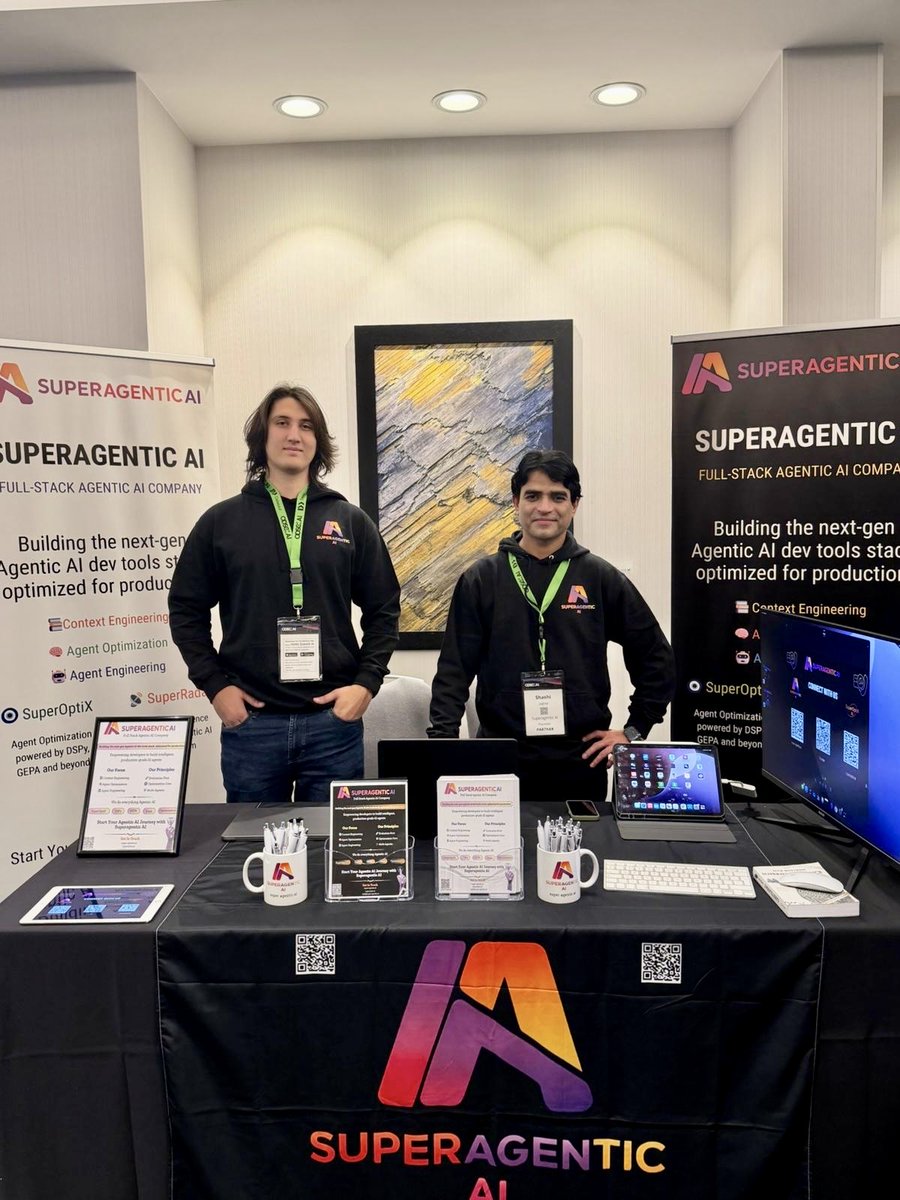 Shashikant86's tweet image. 💥 🌉 What an incredible first day at ODSC AI West in San Francisco! @_odsc 

Day one of exhibiting @SuperagenticAI  has been incredible. Met brilliant minds, had inspiring conversations, and was genuinely blown away by the growing excitement around Agent Optimization 

💡 The…