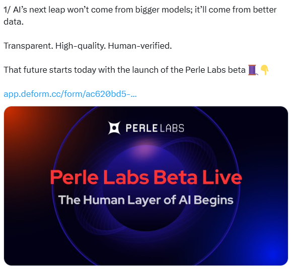 RobinXceo's tweet photo. Next Ai Project in this web3 platform @PerleLabs 

Join waitlist and grab your spot:- https://t.co/V6kd6VF6ws

Dont miss anyone soon live this all features https://t.co/jnCJrOCjlo
