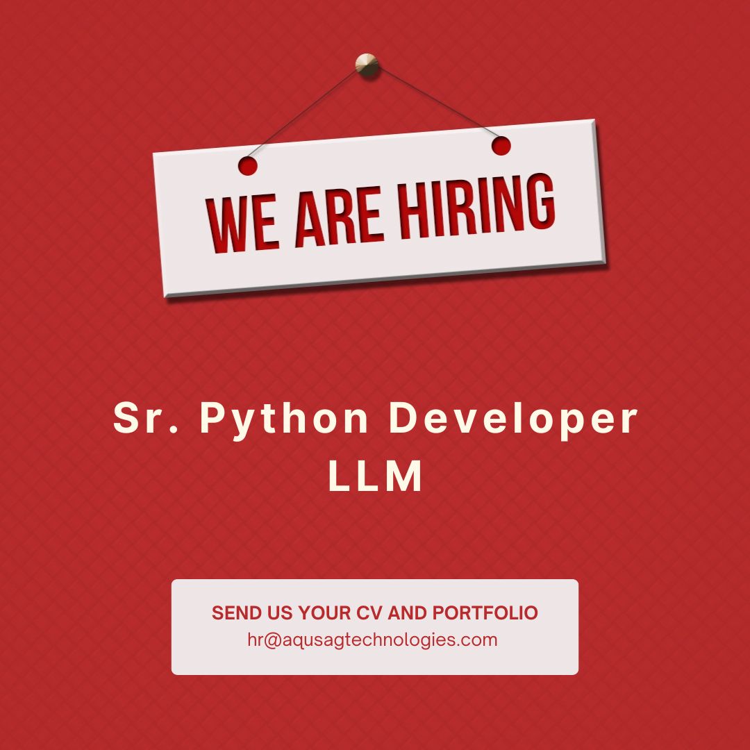 aqusag's tweet image. 🚨 We’re #hiring: Sr. Python Developer – LLM Focus
💻 Remote | 🧠 LLMs, NLP, HuggingFace, PyTorch, LangChain
✅ 5+ YOE Python | Work with AI research teams
📩 Apply: aqusag.com/jobs/detail/sr…
📧 hr@aqusagtechnologies.com
📞 +91-8700883932
#Python #LLM #AIJobs #RemoteJob