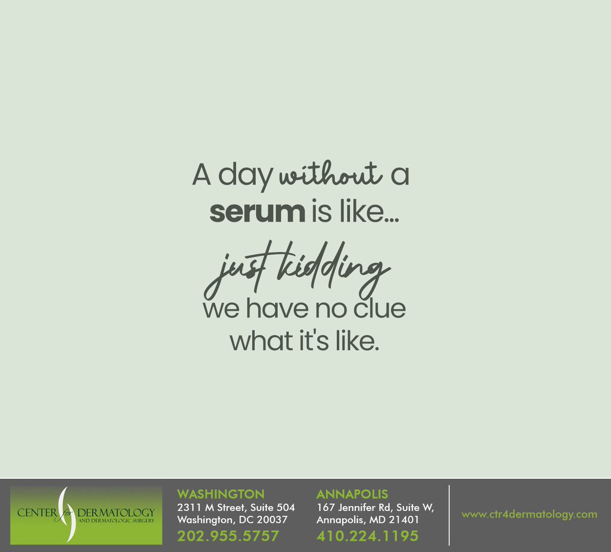You skipped what now? Go straight back home and put your serum on. #skincare #justforfun #facialserum #washington #DC #centerfordermatology