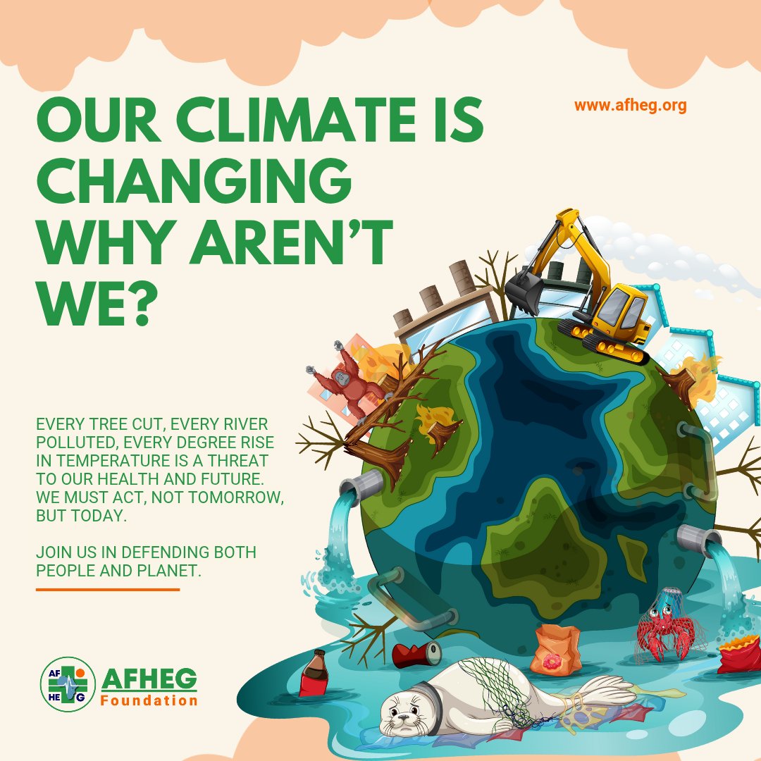 Our health depends on the planet’s health. Rising temperatures, floods, and pollution increase disease risks &amp; stress health systems. #AFHEG promotes youth-led initiatives connecting climate literacy to health action. Protecting the planet is protecting ourselves. #ClimateHealth