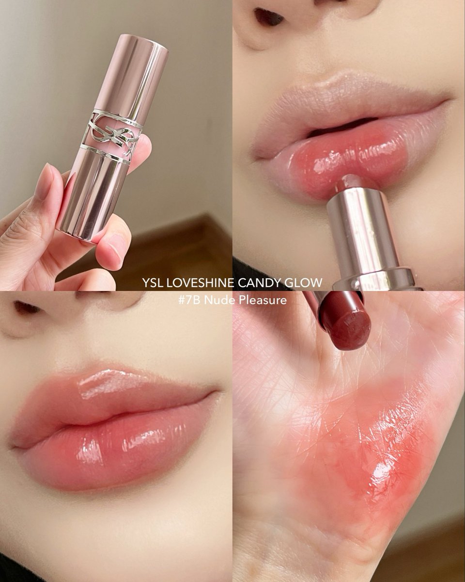 หยิบมาทาแล้วกรี๊ดสีนี้มากกออกน้ำตาลพีชๆนู้ดๆปากดูแพงขึ้นมาทันทีสีชัดฉ่ำกลับสีปากได้ค่อนข้างดีเนื้อไม่หนึบปากมากช่วยเติมร่อง ตอนนี้คือหยิบติดกระเป๋าตลอดเลยย #yslcandyglow