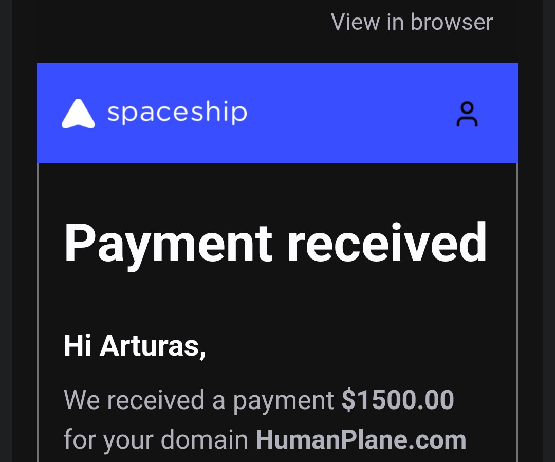 Small one.
HT: 3 months.

First sale on Spaceship.

#domain #domains