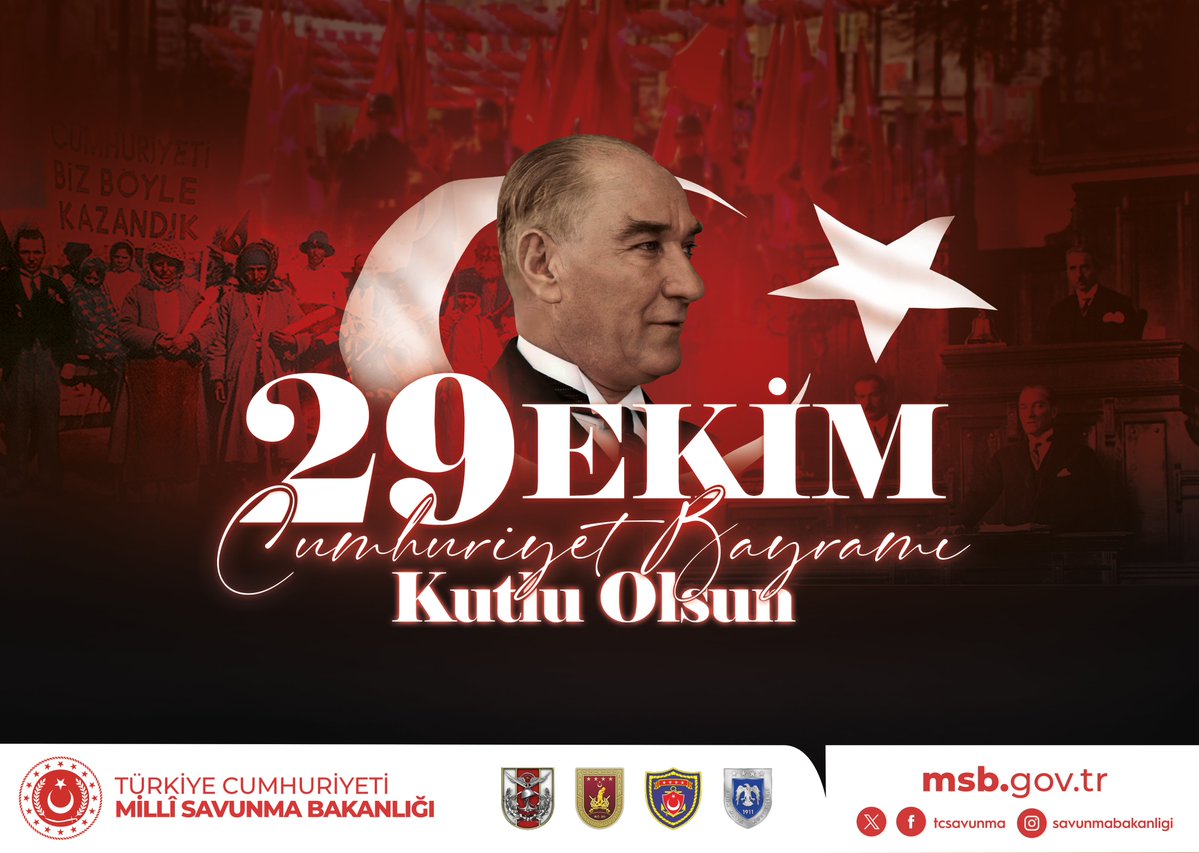 29 Ekim Cumhuriyet Bayramımız Kutlu Olsun. 🇹🇷 

Bizlere Türkiye Cumhuriyeti’ni armağan eden Başkomutanımız, Cumhuriyetimizin Kurucusu Gazi Mustafa Kemal Atatürk başta olmak üzere Millî Mücadele kahramanlarımızı rahmet, minnet ve şükranla anıyoruz.

#GaziMustafaKemalAtatürk