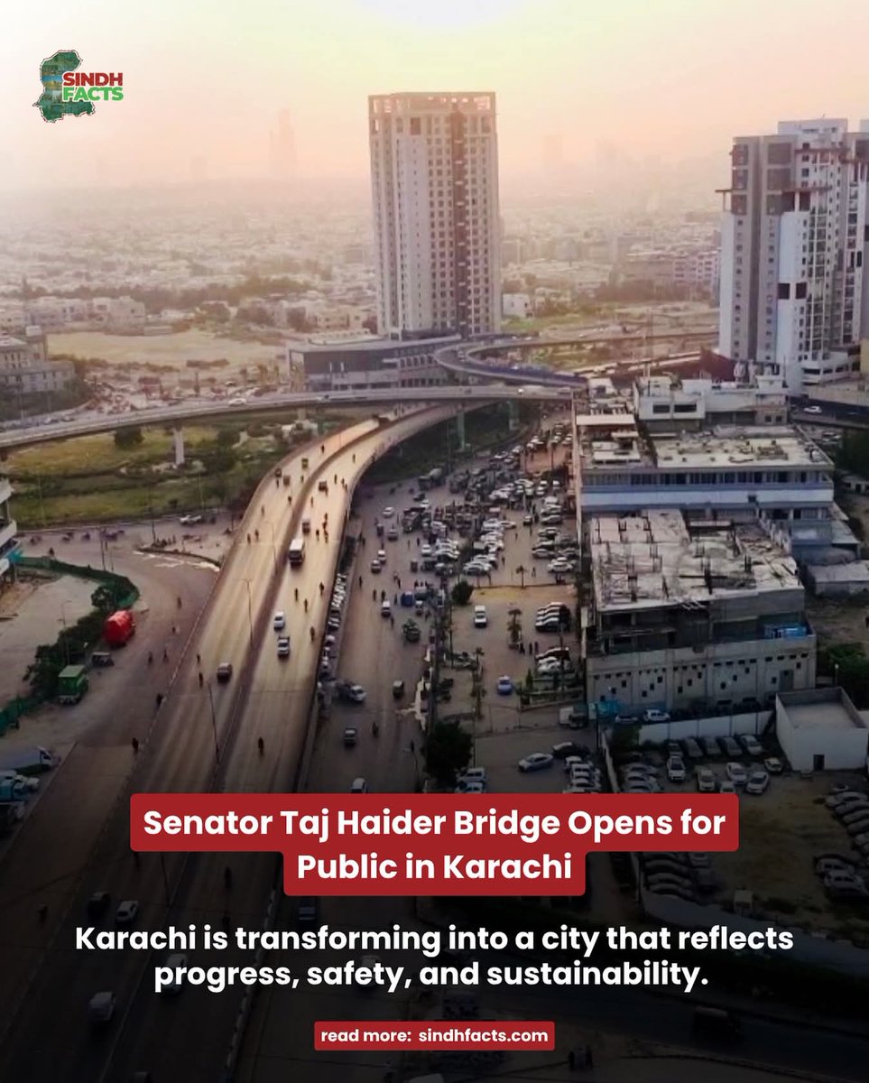 KaleriGulsher's tweet image. Pride. Progress. Promise. 🌉 The #TajHaiderBridge connects Karachi’s people with a faster, easier, and more modern travel experience. 🚗💙 #KarachiDevelopment