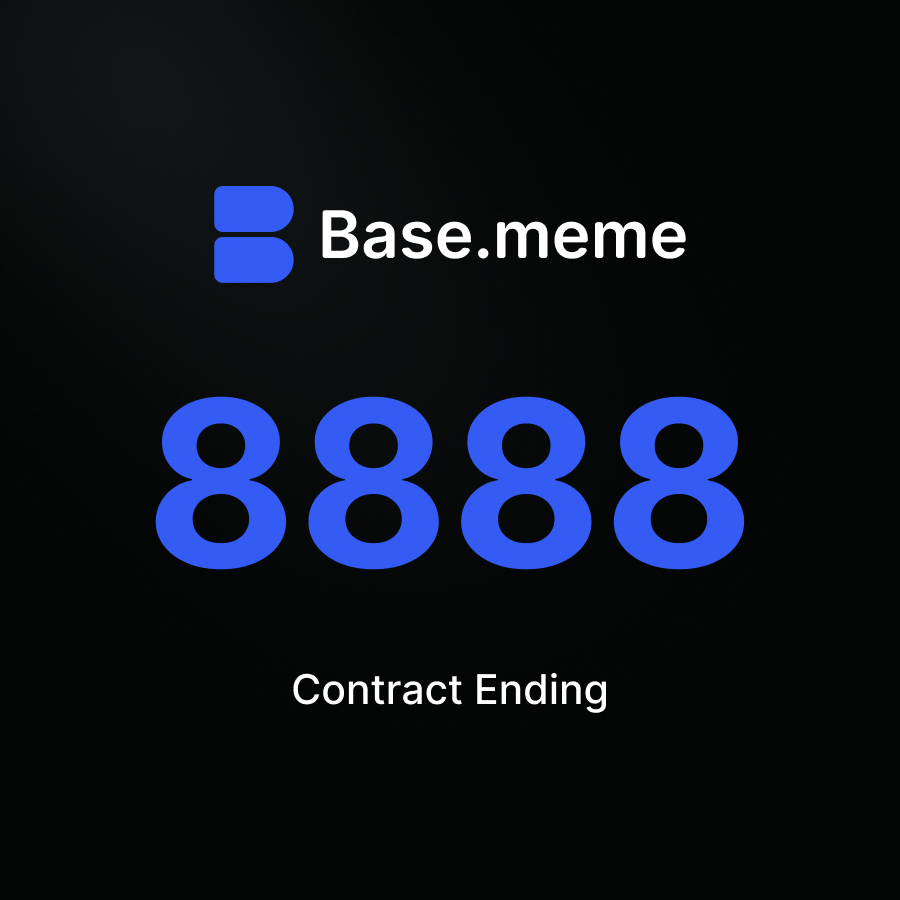 basedotmeme's tweet photo. All new memes on https://t.co/aTABQX4uJt now share the same contract ending — 8888. 🎯

If you’re launching your memecoin,

make sure you notice the 8888 tail 🟦 https://t.co/Nas6S0c07Q