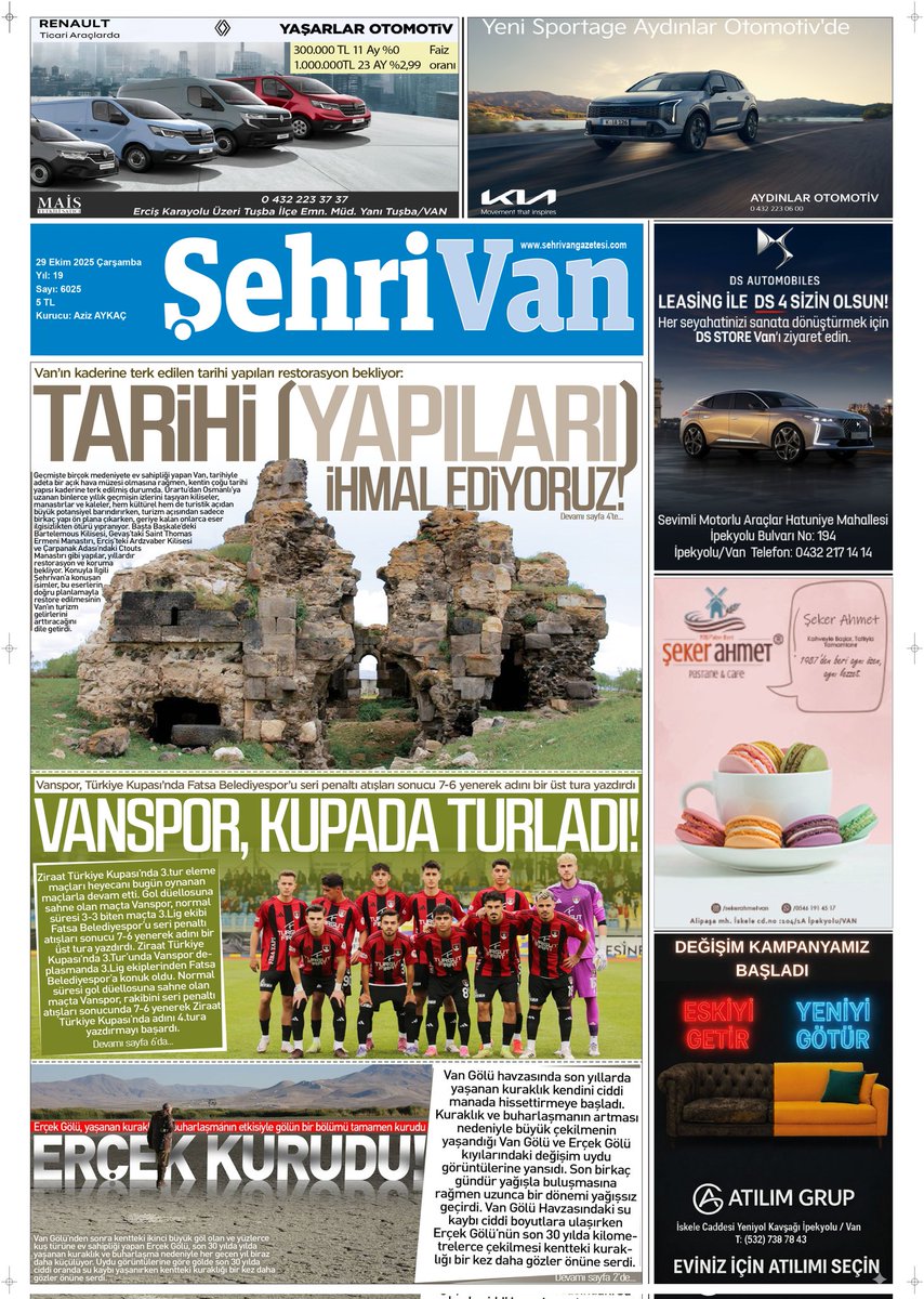 29.10.2025 TARİHLİ GAZETE MANŞETİMİZ

TARİHİ (YAPILARI) İHMAL EDİYORUZ! 

İŞTE HABERİN DETAYI:
sehrivangazetesi.com/vanin-talan-ed…
<a href="/BeyazMurat65/">MURAT BEYAZ</a> <a href="/kutukoglu_izzet/">İzzet Kütükoğlu</a>