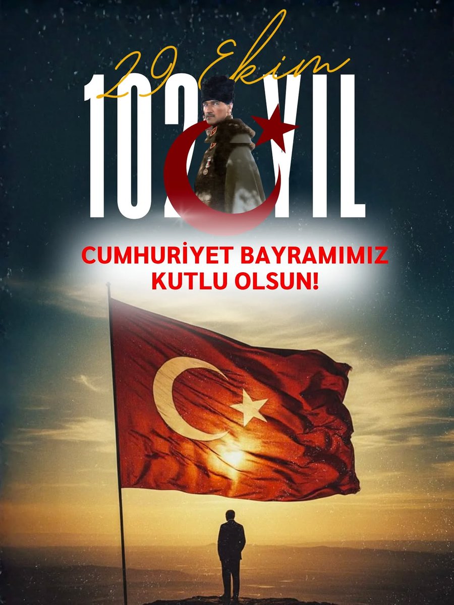 29 Ekim Cumhuriyet Bayramımız Kutlu Olsun 🇹🇷🫶 Doğum günün kutlu olsun Türkiyem 🇹🇷🇹🇷 Nice 102 yıllara 🇹🇷🇹🇷
