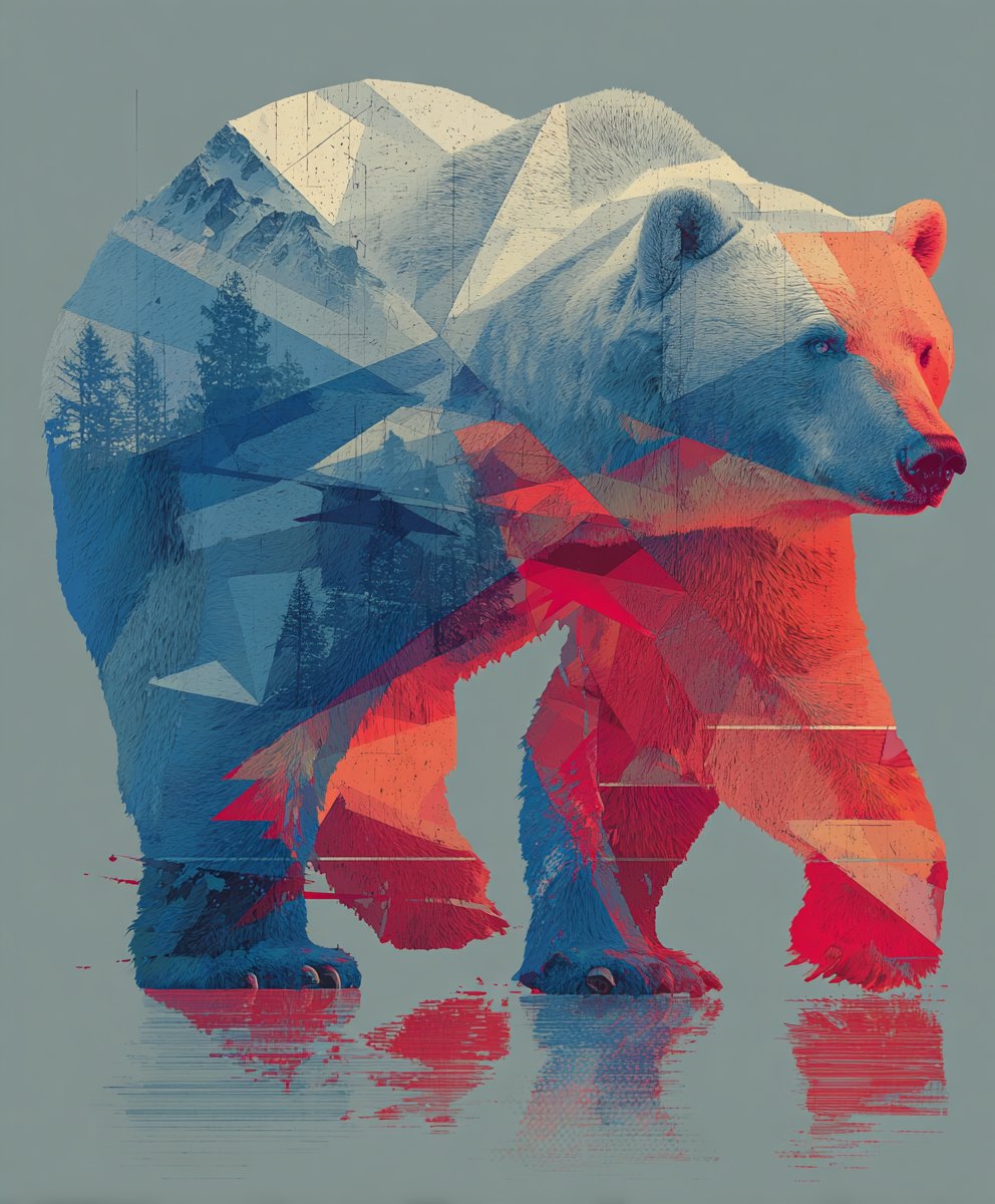 phokuinc's tweet image. Apex predator render as watercolor meets geometry. High saturated color with shapes interlocking in dynamic balance, power expressed through form and color #AIart #DigitalDesign #Abstraction #Midjourney