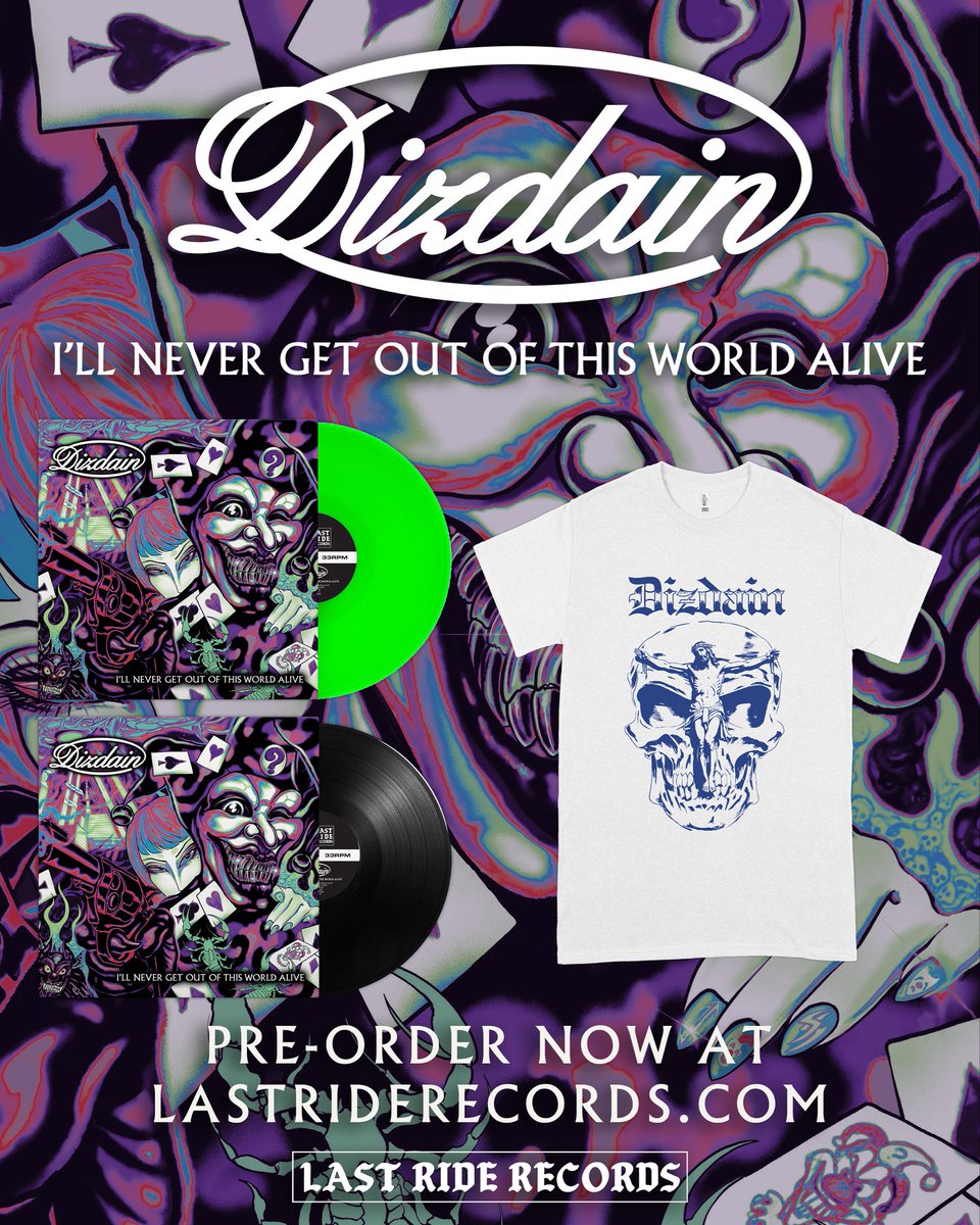 Pre-orders up now for the new DIZDAIN EP "I'll Never Get Out Of This World Alive" at lastriderecords.com/collections/di…

Vinyl and shirt shipping mid next month, whole record streaming everywhere now.