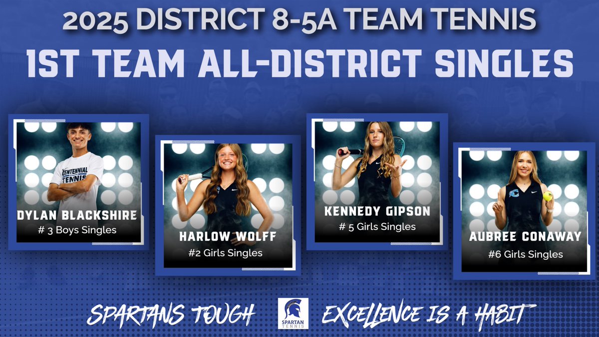 Congrats to our Spartan Tennis 1st Team All-District Singles winners!